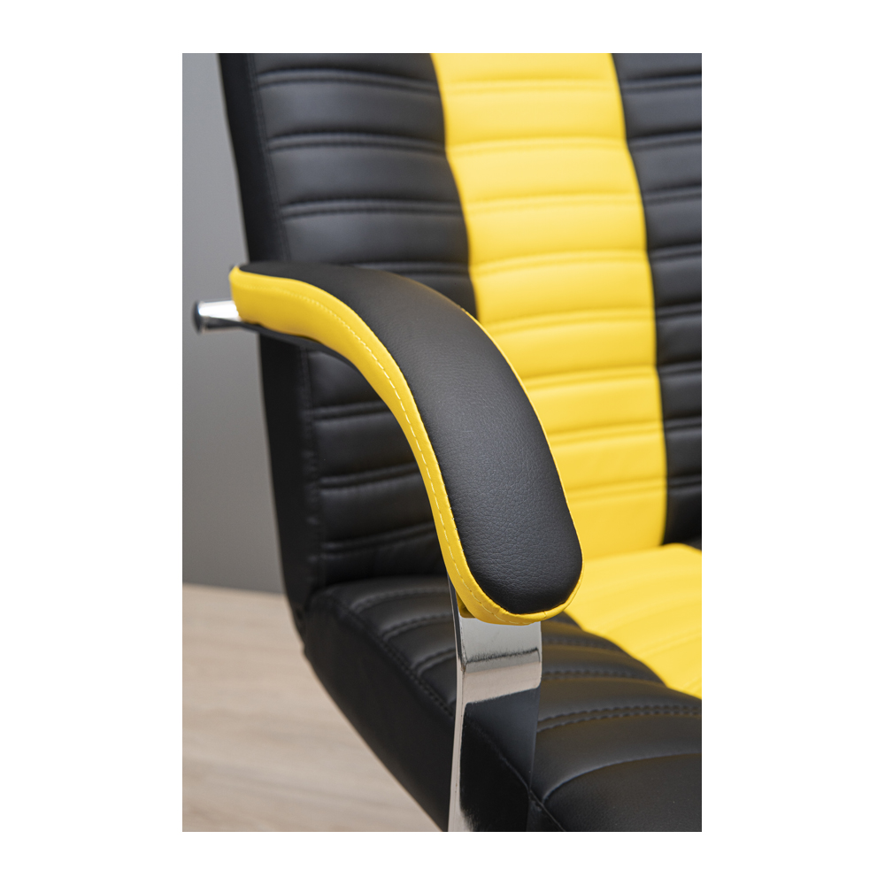 Крісло офісне Richman Атлант Хром M-2 Anyfix Флай чорний + жовтий (RCM-1004) - фото 6