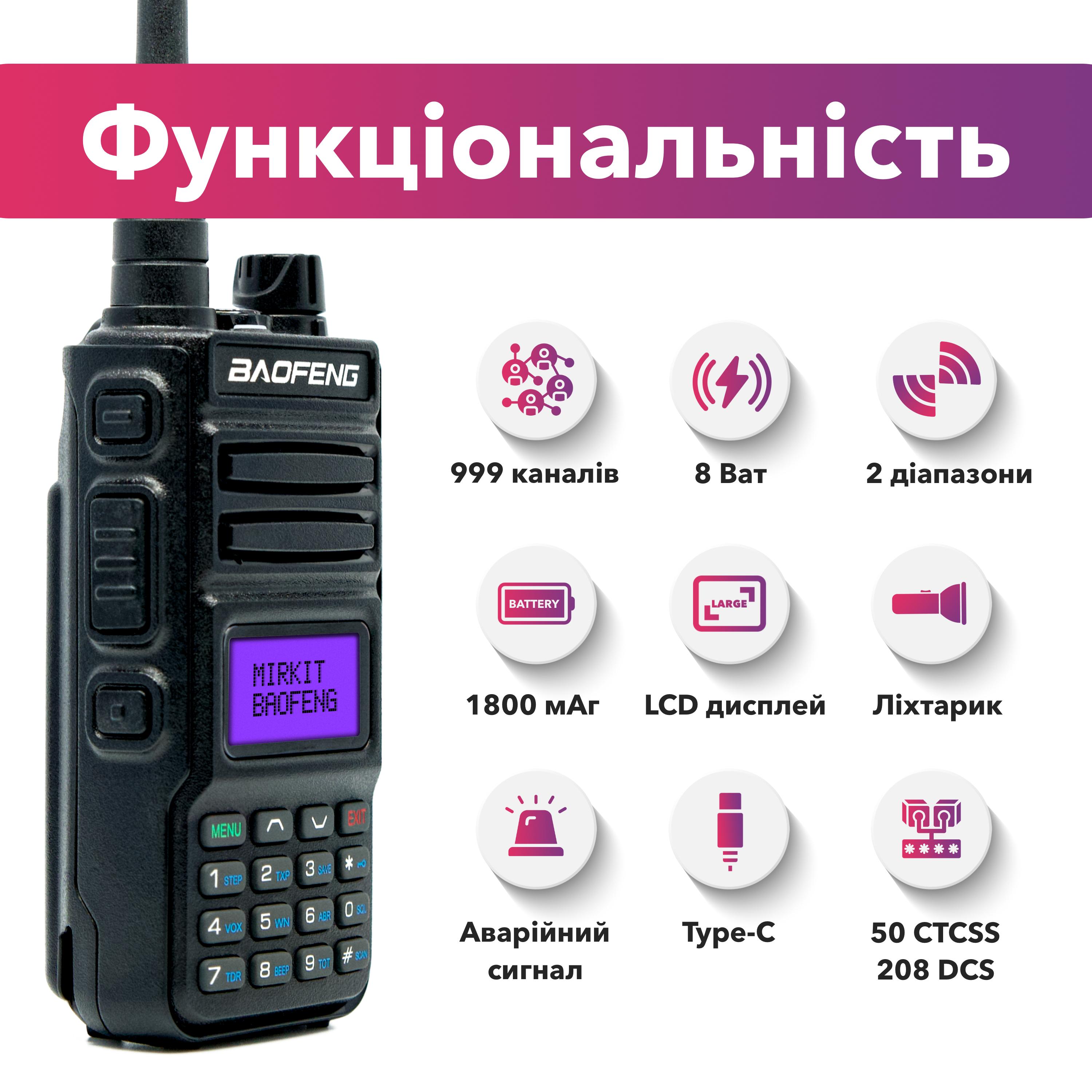 Рация Baofeng RT15UV MK5 + Шнурок Mirkit (8550) - фото 3