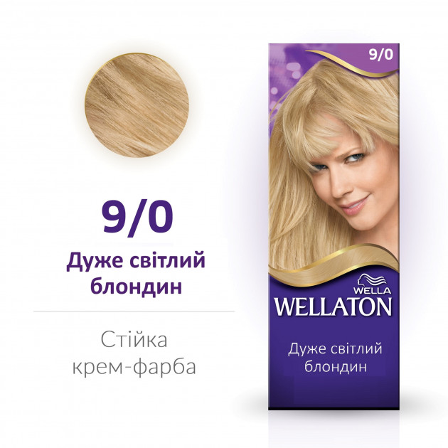 Стійка крем-фарба для волосся Wellaton, відтінок 9/0 (дуже світлий блондин), 110 мл - фото 2