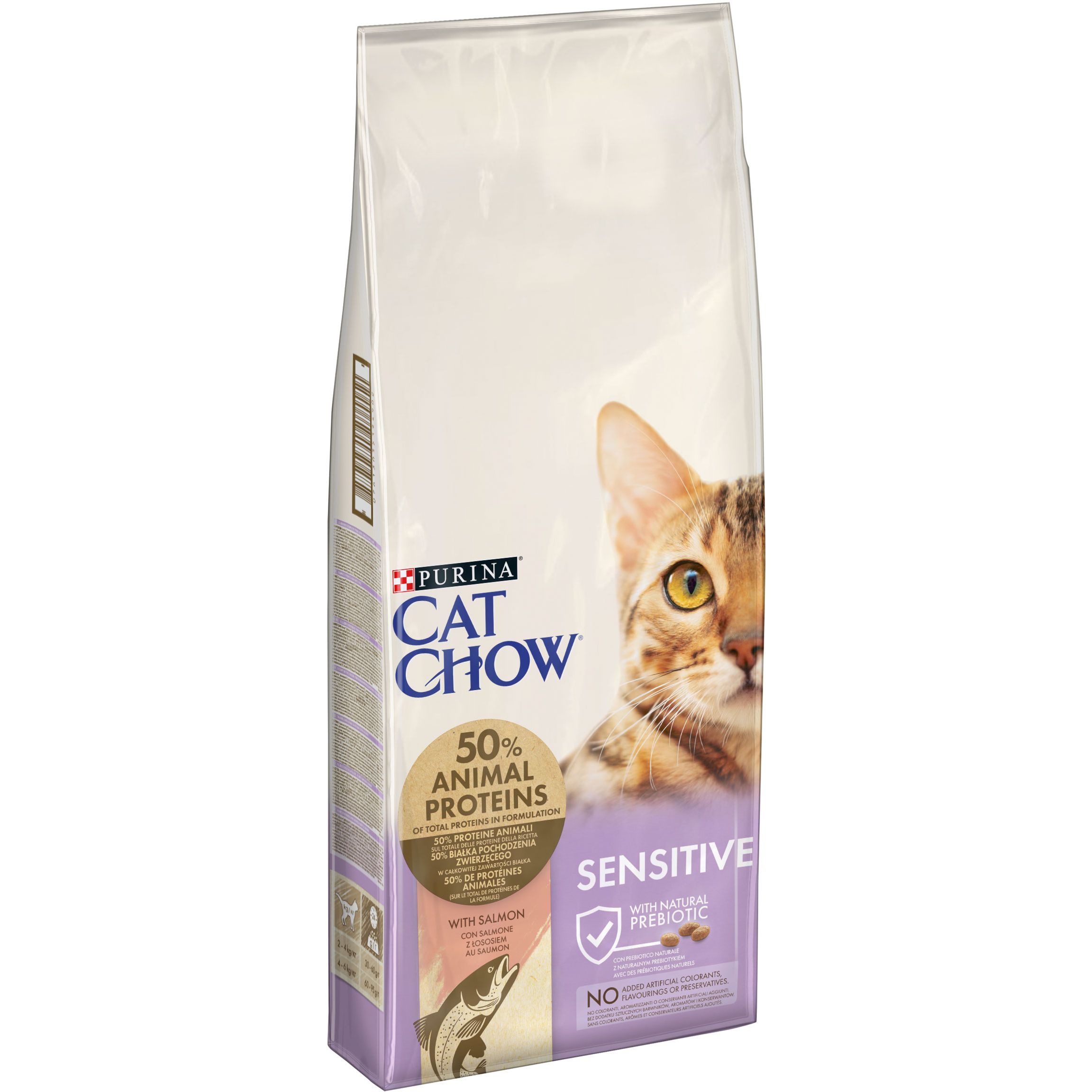 Сухой корм Cat Chow Sensitive для взрослых кошек с чувствительной кожей и пищеварением с лососем 15 кг (12293143) - фото 3