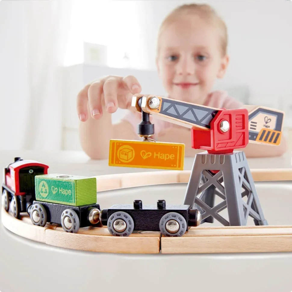 Іграшкова залізниця Hape Доставка вантажів 19 елементів (E3731) - фото 4