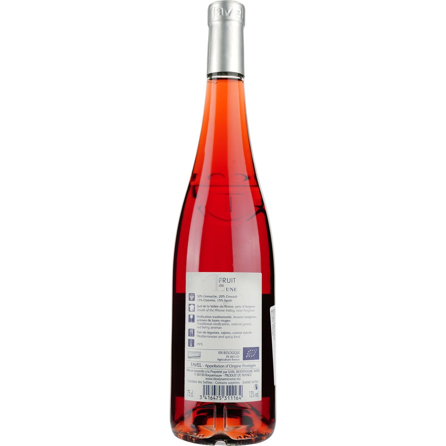 Вино Fruit de Lune AOP Tavel 2020, рожеве, сухе, 0,75 л - фото 2