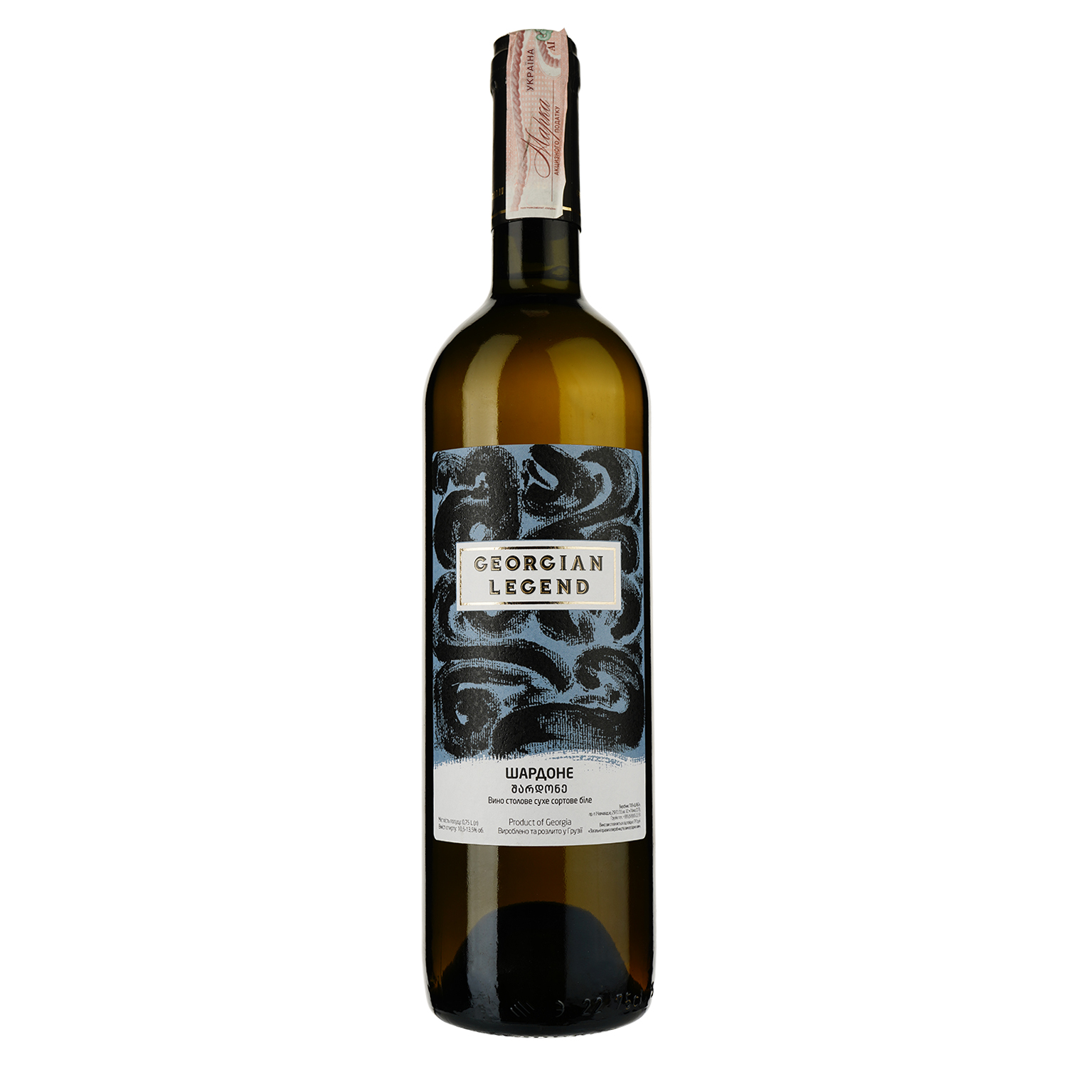 Вино Georgian Legend Шардоне, біле, сухе, 10,5-13,5%, 0,75 л - фото 1