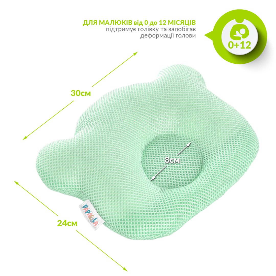 Подушка для младенцев ортопедическая Papaella Мишка, диаметр 8 см, мятный (8-32377) - фото 4