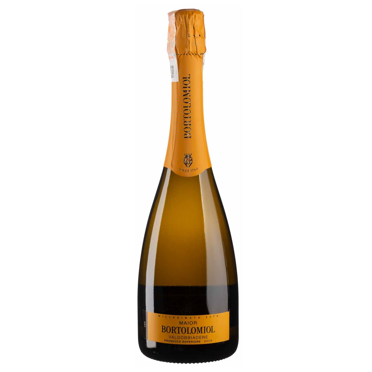 Вино игристое Bortolomiol Maior Valdobbiadene Prosecco Superiore, белое, сухое, 11,5%, 0,75 л (Q0719) - фото 1