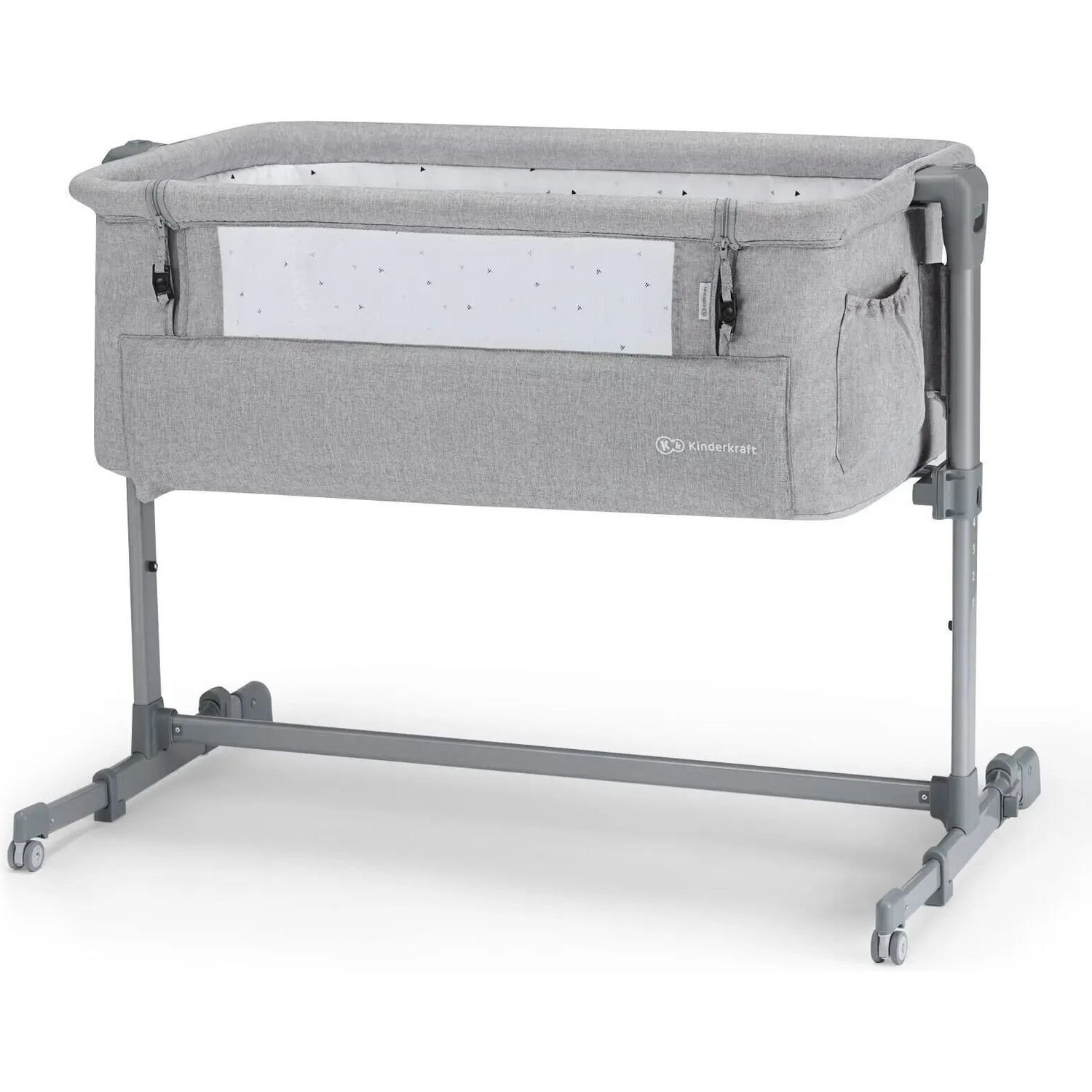 Приставная кроватка-люлька Kinderkraft Neste Up Grey Light Melange светло-серая (00000027309) - фото 2
