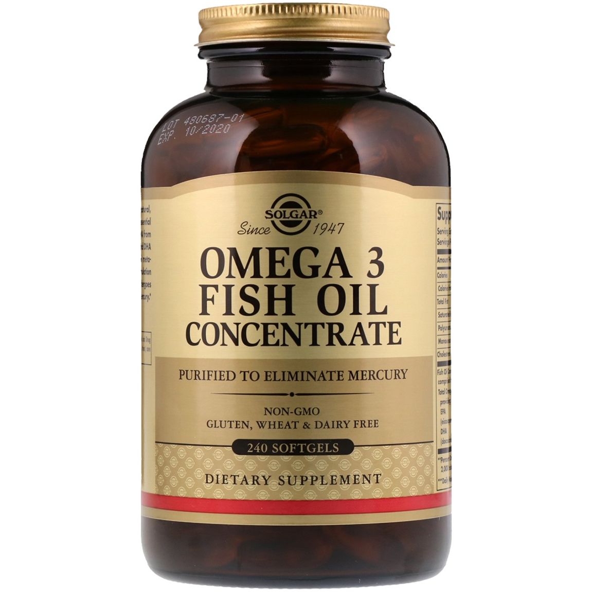 Концентрат рыбьего жира Solgar Omega-3 Fish Oil Concentrate 240 желатиновых капсул - фото 1