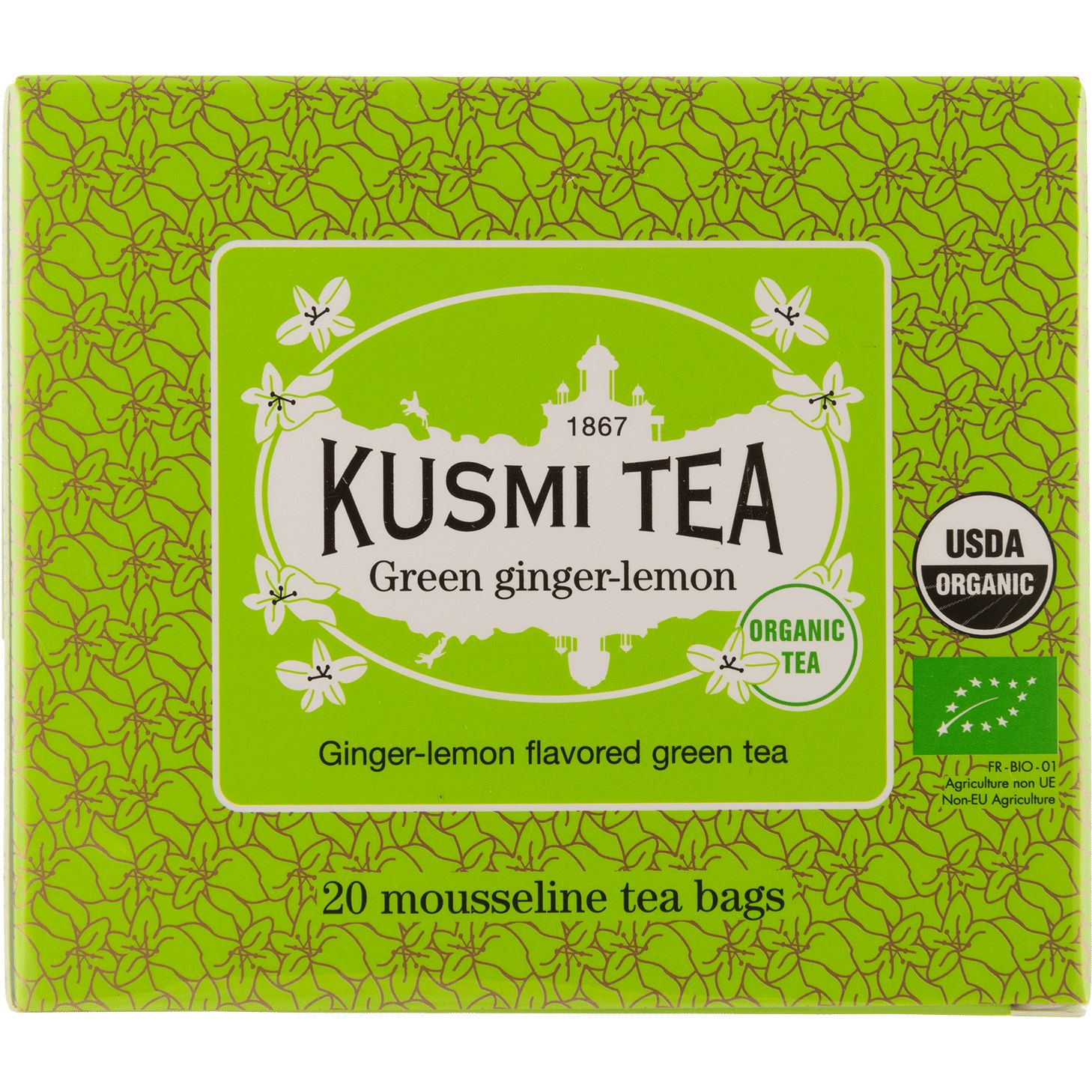 Чай зеленый Kusmi Tea Green Ginger-Lemon органический 40 г (20 шт. х 2 г) - фото 1