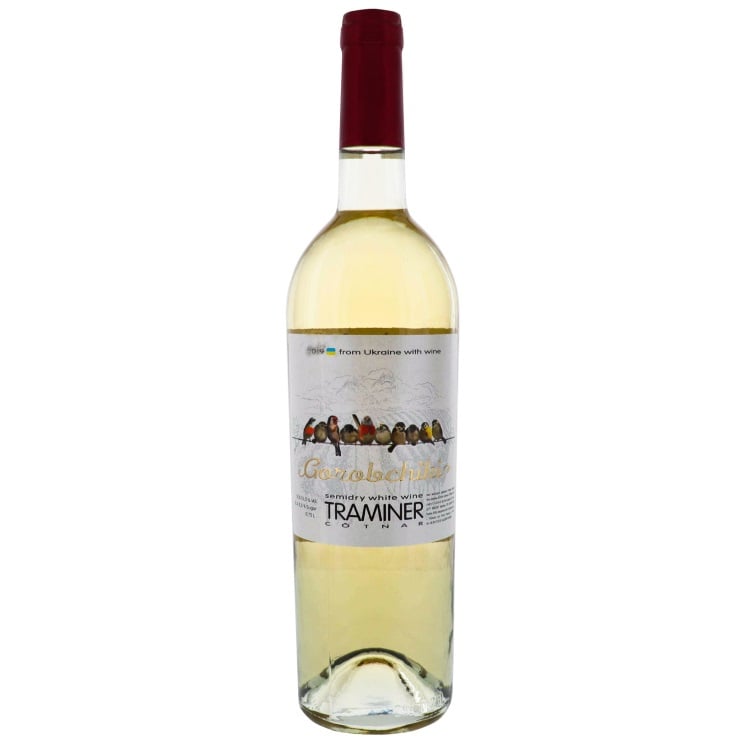 Вино Cotnar Gorobchiki Traminer, белое, полусухое, 9-12%, 0,75 л (681389) - фото 1