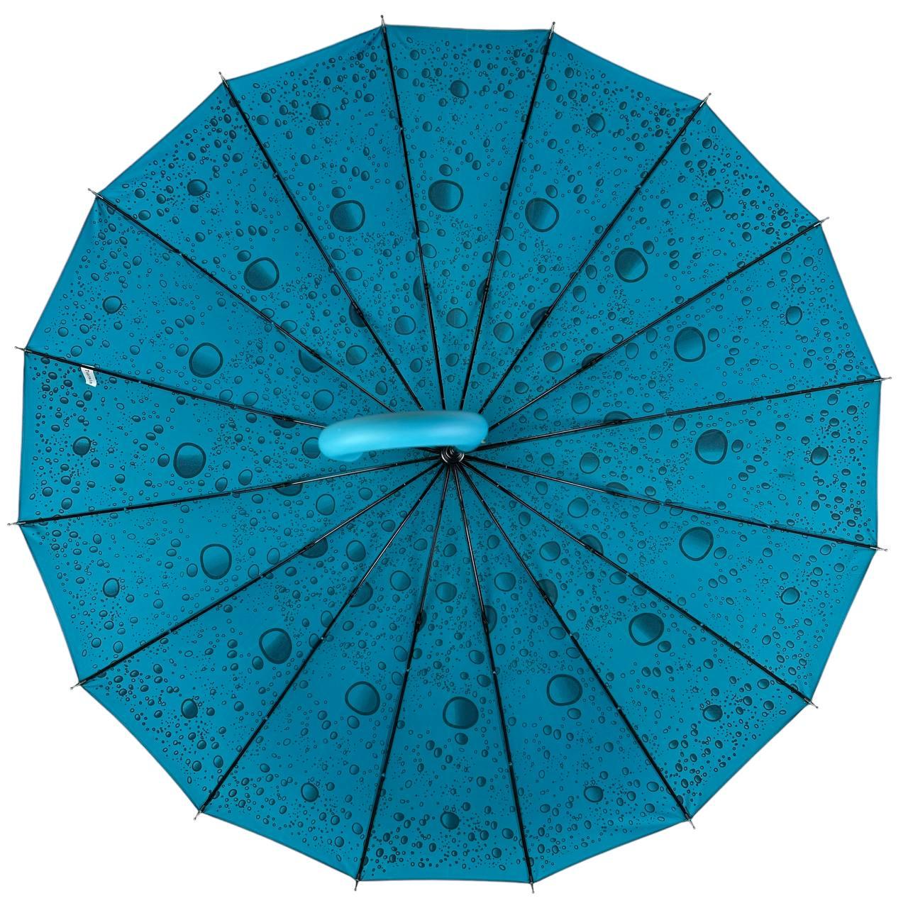 Жіноча парасолька-палиця напівавтомат Toprain 98 см бірюзова - фото 5