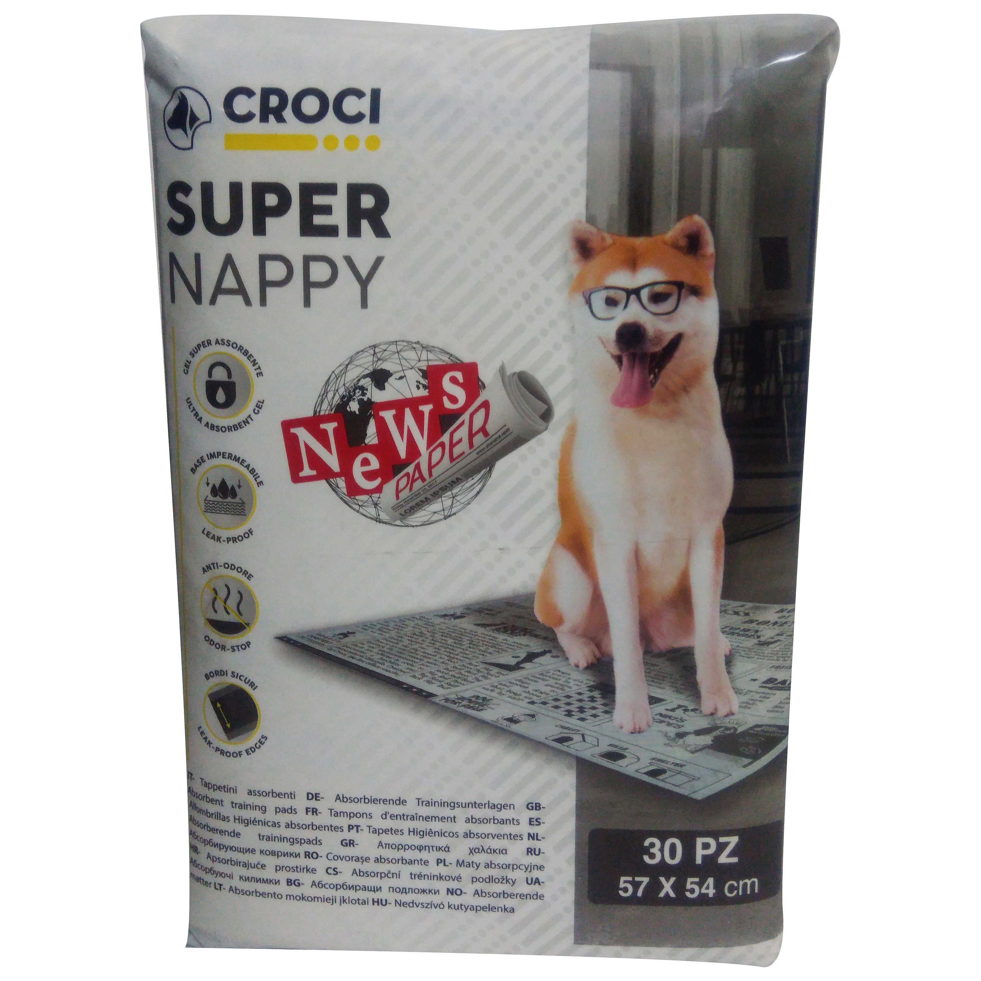 Пелюшки для собак Croci Super Nappy Newspaper одноразові 57х54 см 30 шт. - фото 1