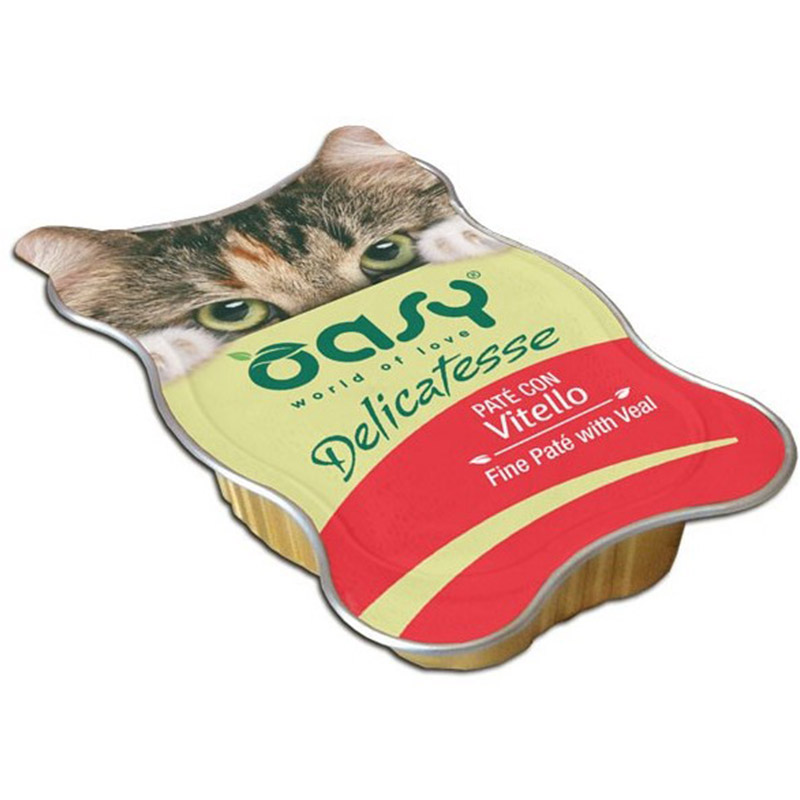 Влажный корм для взрослых кошек Oasy паштет с телятиной 85 г - фото 1