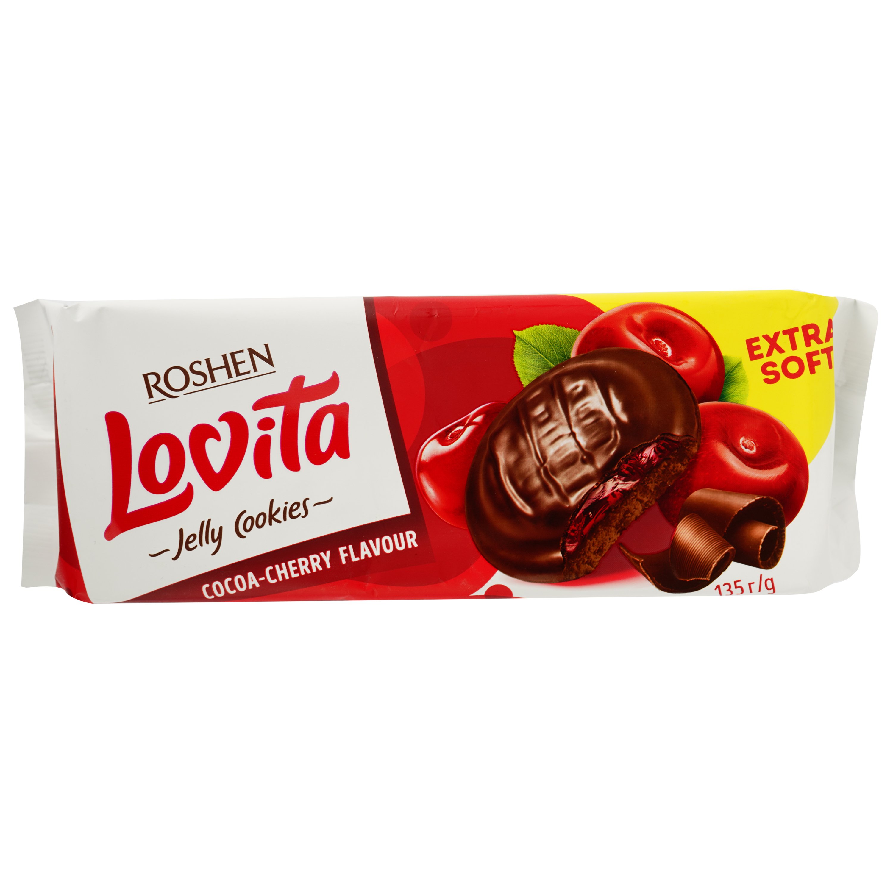 Печенье Roshen Lovita Jelly Cookies Cocoa-cherry 135 г (889196) - фото 1