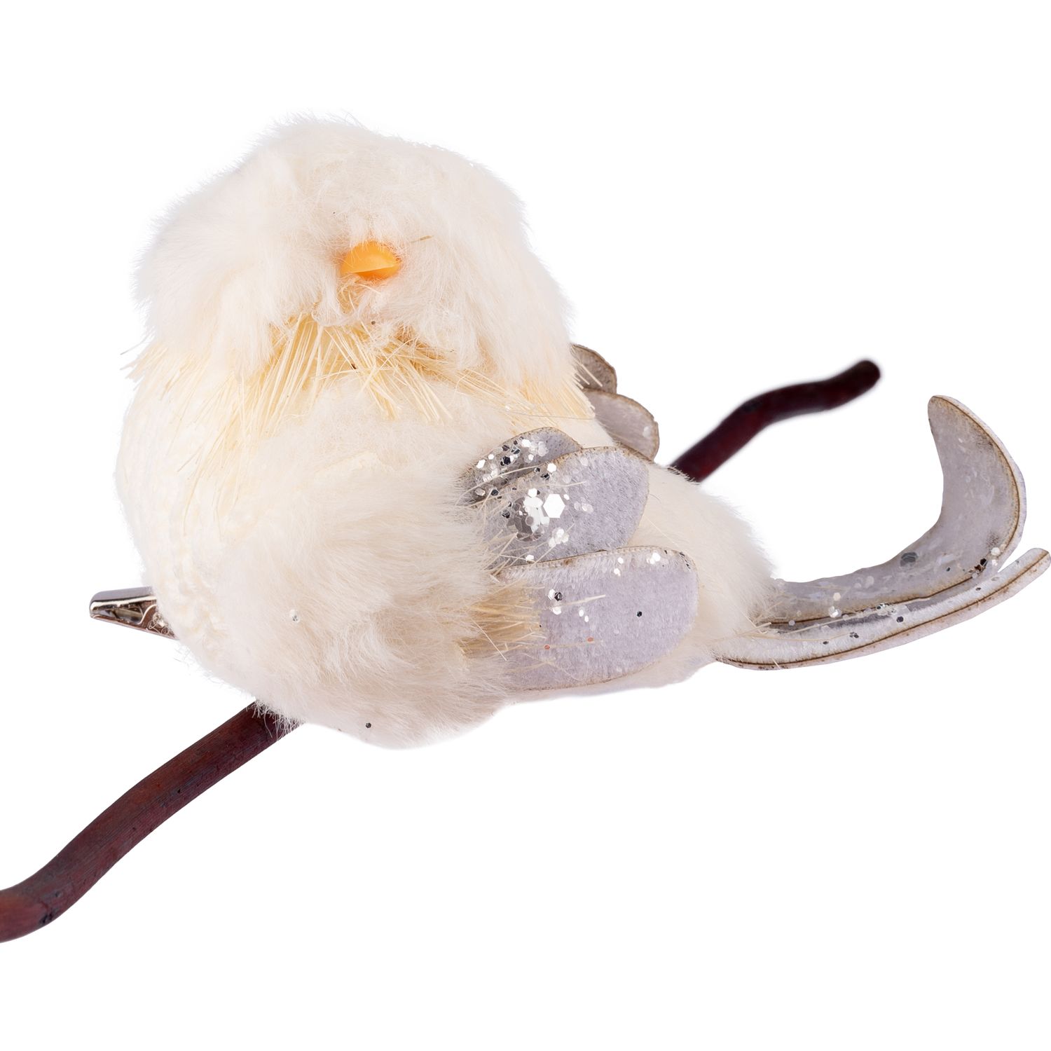 Новогодняя игрушка Yes! Fun Птичка на клипсе 13х7 см кремово-белая (973551) - фото 1