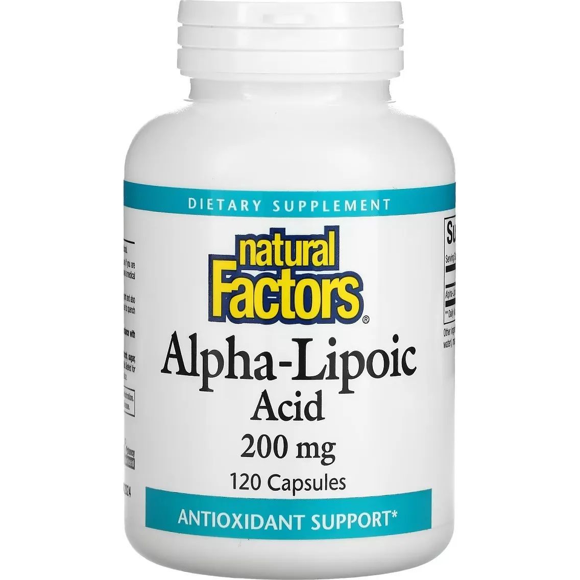 Альфа-ліпоєва кислота Natural Factors Alpha-Lipoic Acid 200 мг 120 капсул - фото 1