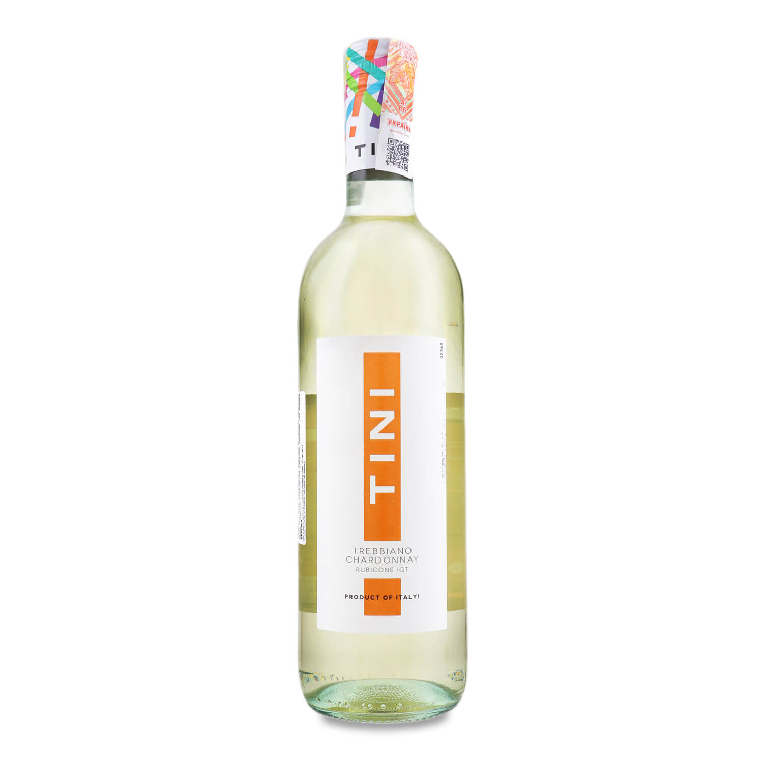 Вино Tini Trebbiano Chardonnay, біле, напівсухе, 12%, 0,75 л (874588) - фото 1