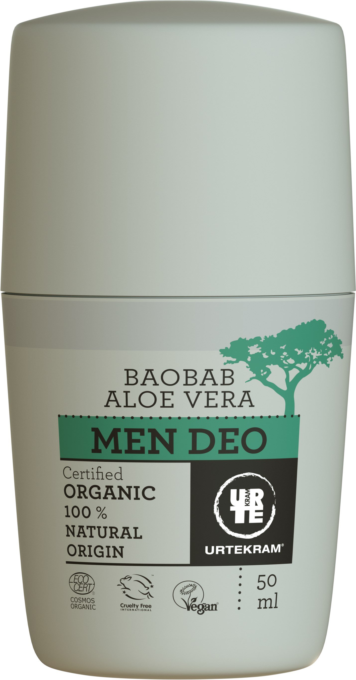 Органічний крем-дезодорант Urtekram Баобаб і Алое Вера, для чоловіків, 50 мл - фото 1