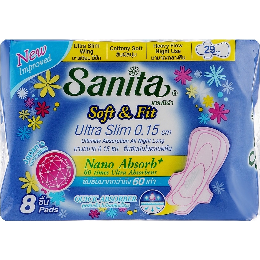Гигиенические прокладки Sanita Soft & Fit Ultra Slim Wing 29 см 8 шт. - фото 1