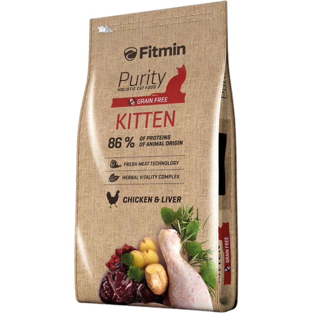Сухой корм Fitmin Purity Kitten Chicken & Liver для котят возрастом до 12-ти месяцев, беременных и лактирующих кошек 400 г - фото 1
