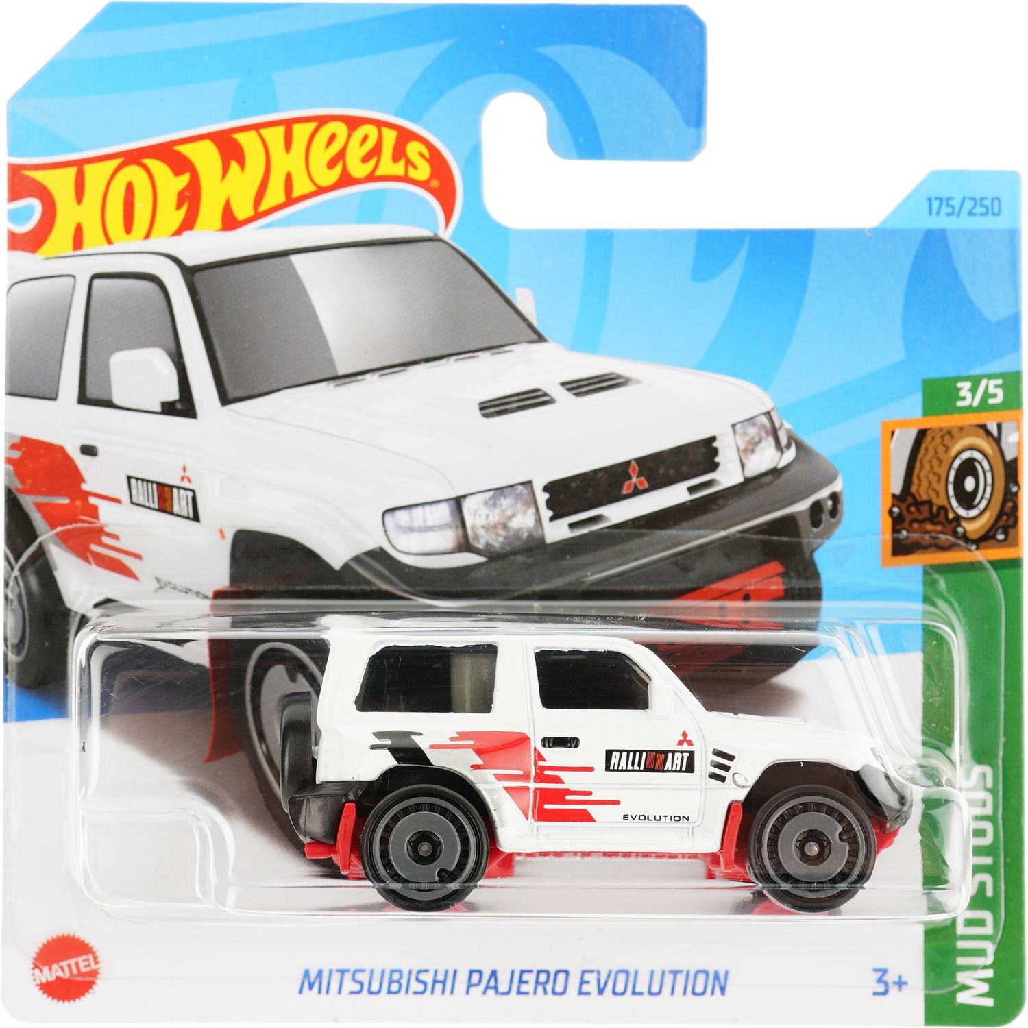 Базова машинка Hot Wheels HW Mud Studs Mitsubishi Pajero Evolution біла (5785) - фото 1