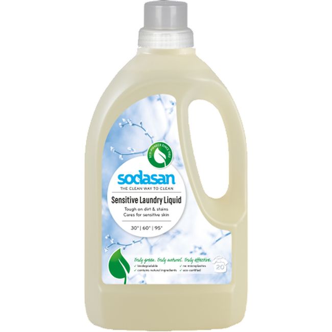 Органическое жидкое средство для стирки Sodasan Universal Sensitiv Bright&White 1.5 л - фото 1