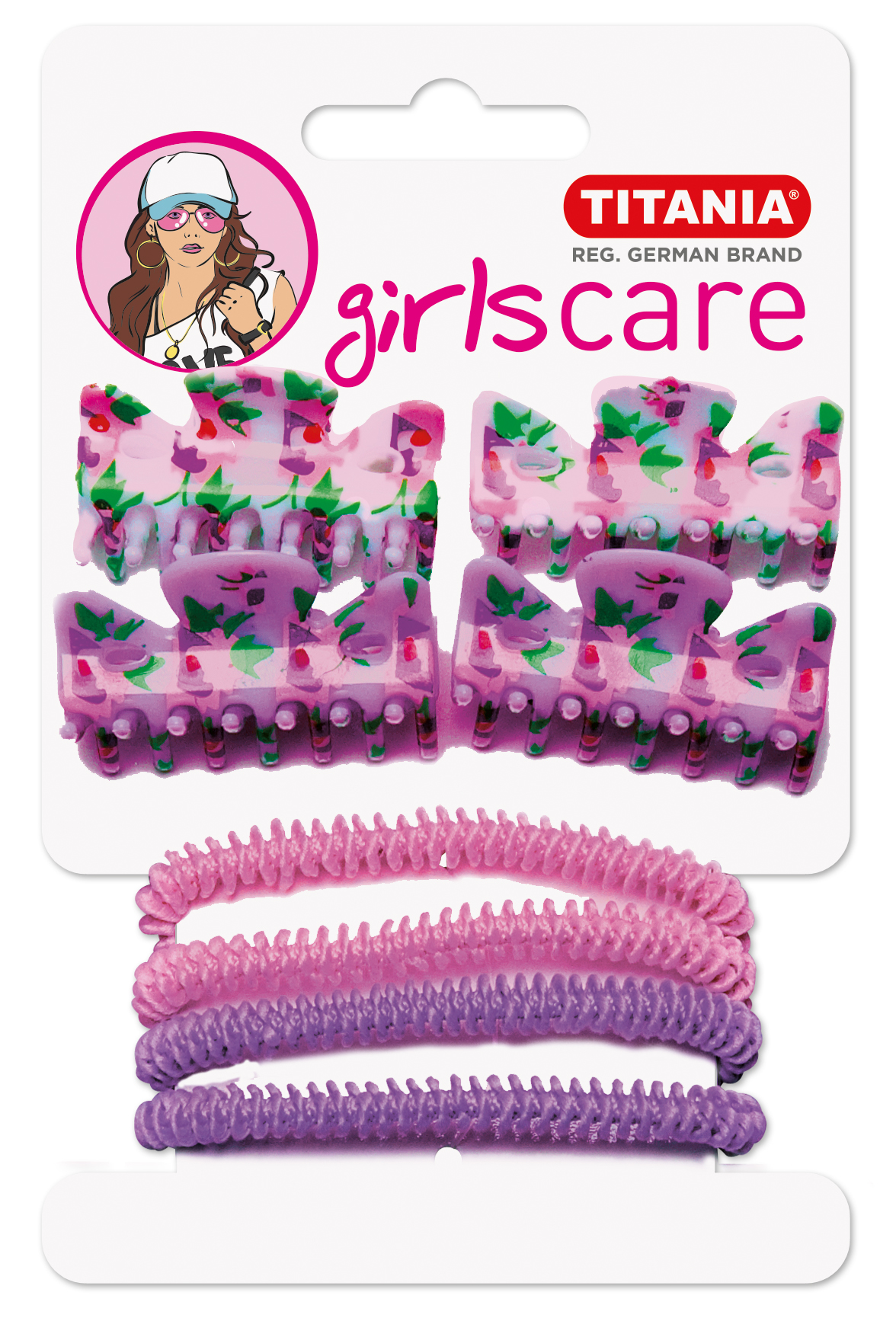 Набір резинок і заколок для волосся Titania, рожевий і фіолетовий, 8 шт. (8005) - фото 1
