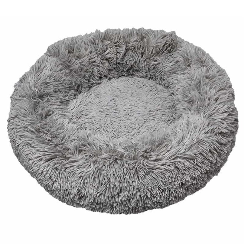 Лежак плюшевий для тварин Milord Ponchik, круглий, розмір S, сірий (VR07//7884) - фото 1