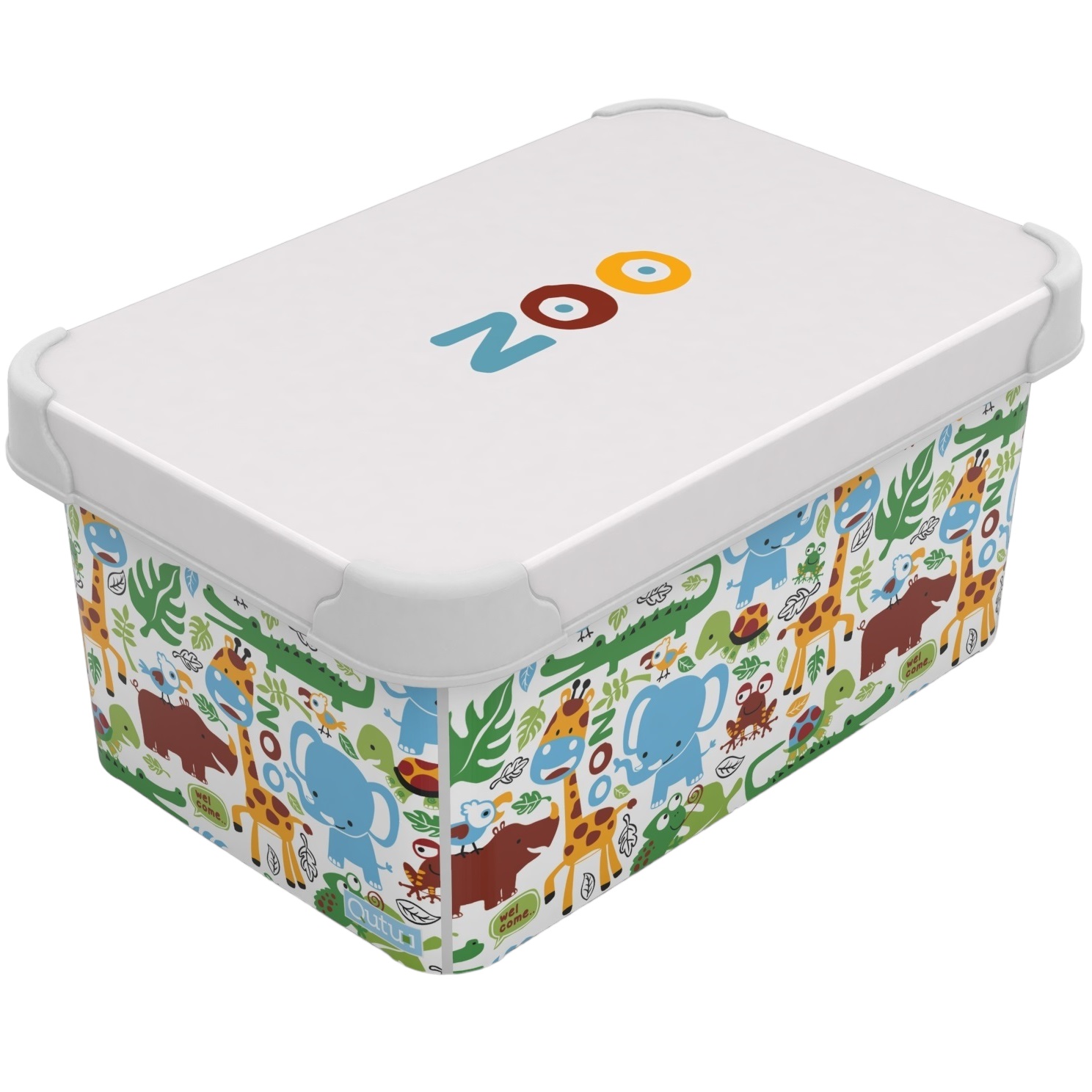 Коробка Qutu Style Box Zoo, с крышкой, 5 л, 13.5х19х28.5 см, разноцветная (STYLE BOX с/к ZOO 5л.) - фото 1