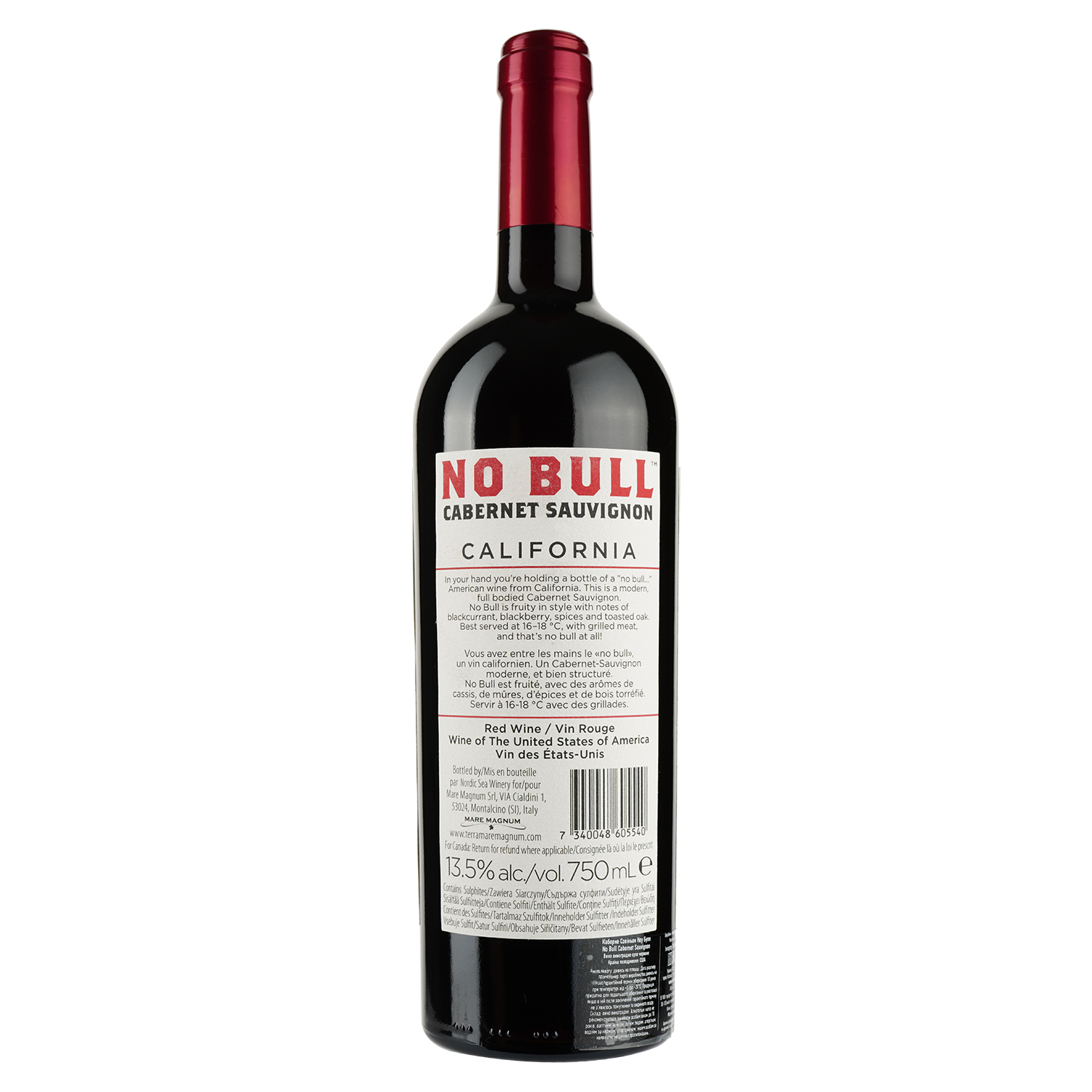 Вино Mare Magnum Cavernet Sauvignon No Bull, червоне, сухе, 13,5%, 0,75 л - фото 2