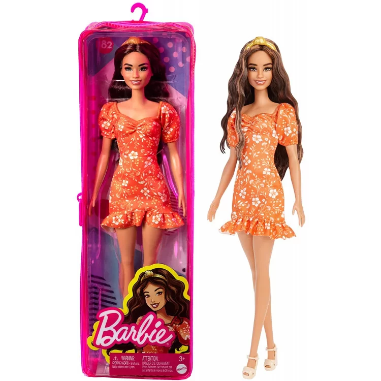 Кукла Barbie Fashionistas Модница, в оранжевом цветочном платье, 29 см (HBV16) - фото 5