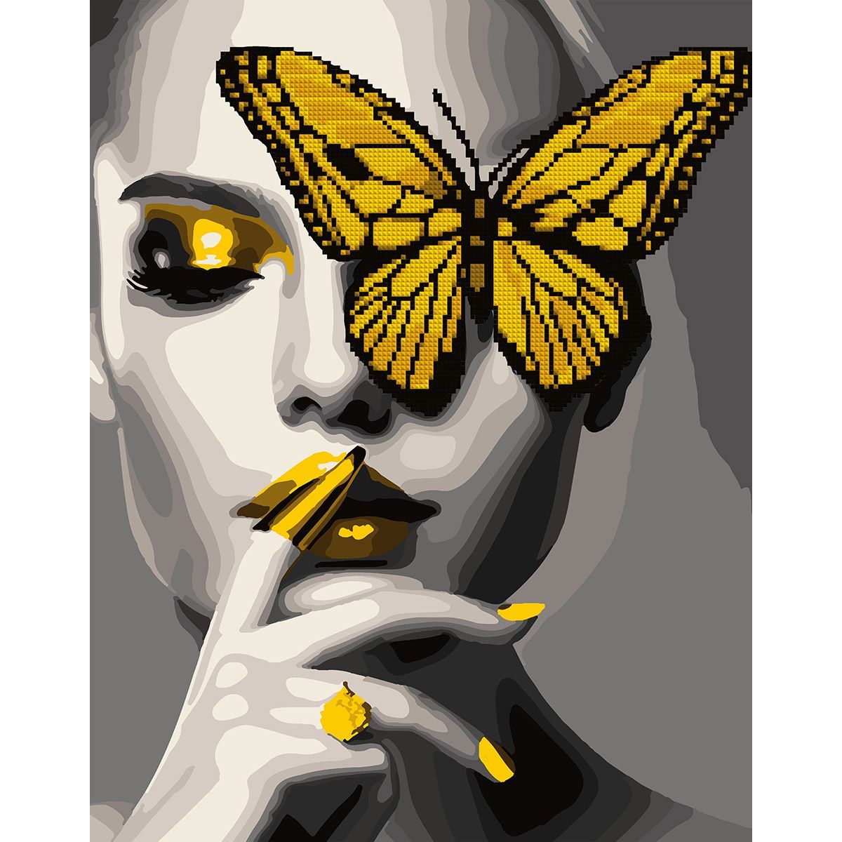 Картина за номерами Santi з алмазною мозаїкою Дівчина з золотим метеликом 40х50 см - фото 1