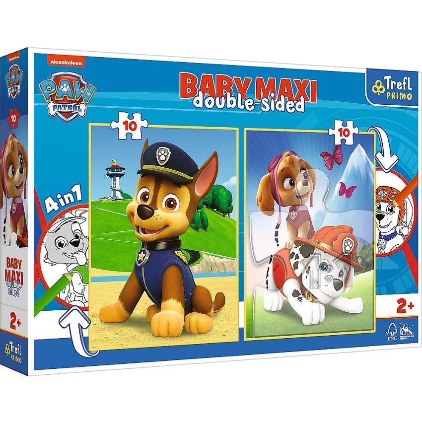 Пазлы-раскраска Trefl Baby Maxi Команда щенячьего патруля 10+10 элементов - фото 1