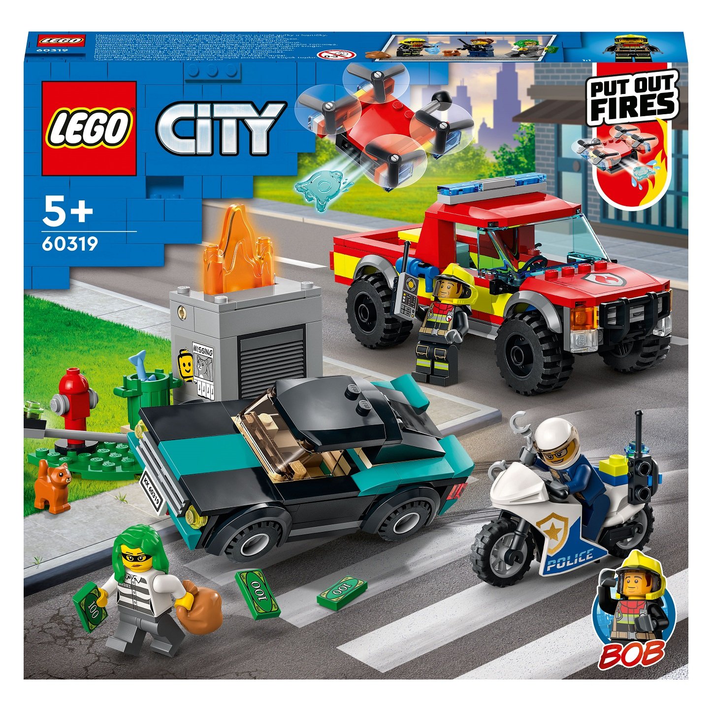 Конструктор LEGO City Пожарная бригада и полицейская погоня, 295 деталей (60319) - фото 1