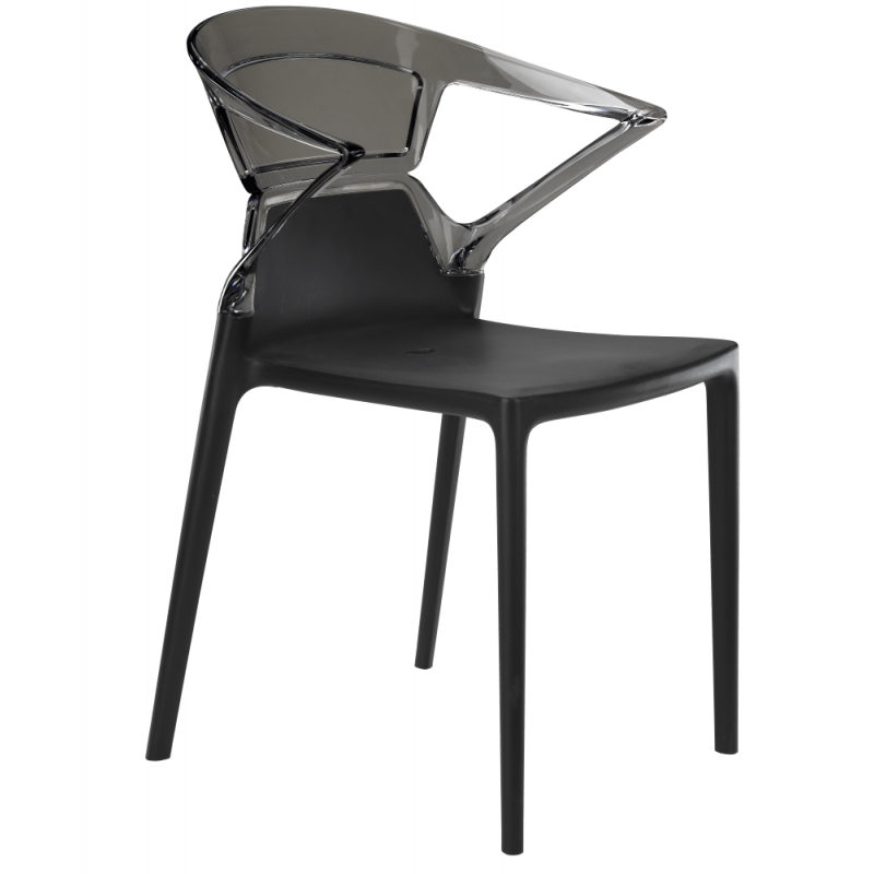 Кресло Papatya Ego-K, черное сиденье, верх прозрачно-дымчатый (290661) - фото 1