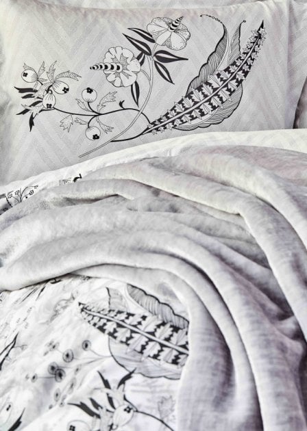 Набор постельное белье с покрывалом Karaca Home Arden siyah 2020-1, евро, черный, 5 предметов (svt-2000022231183) - фото 3