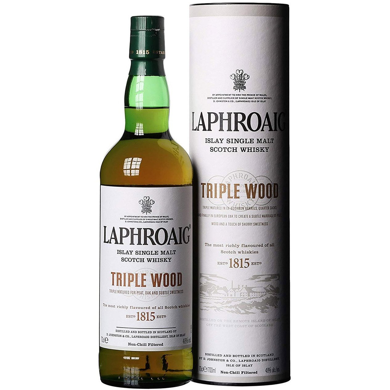 Виски Laphroaig Triple Wood Islay Single Malt Scotch Whisky 48% 0.7 л в тубусе - фото 1