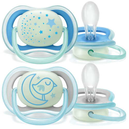 Пустышка Philips Avent Ultra Air Ночная, 6-18 мес, 2 шт. (SCF376/21) - фото 1