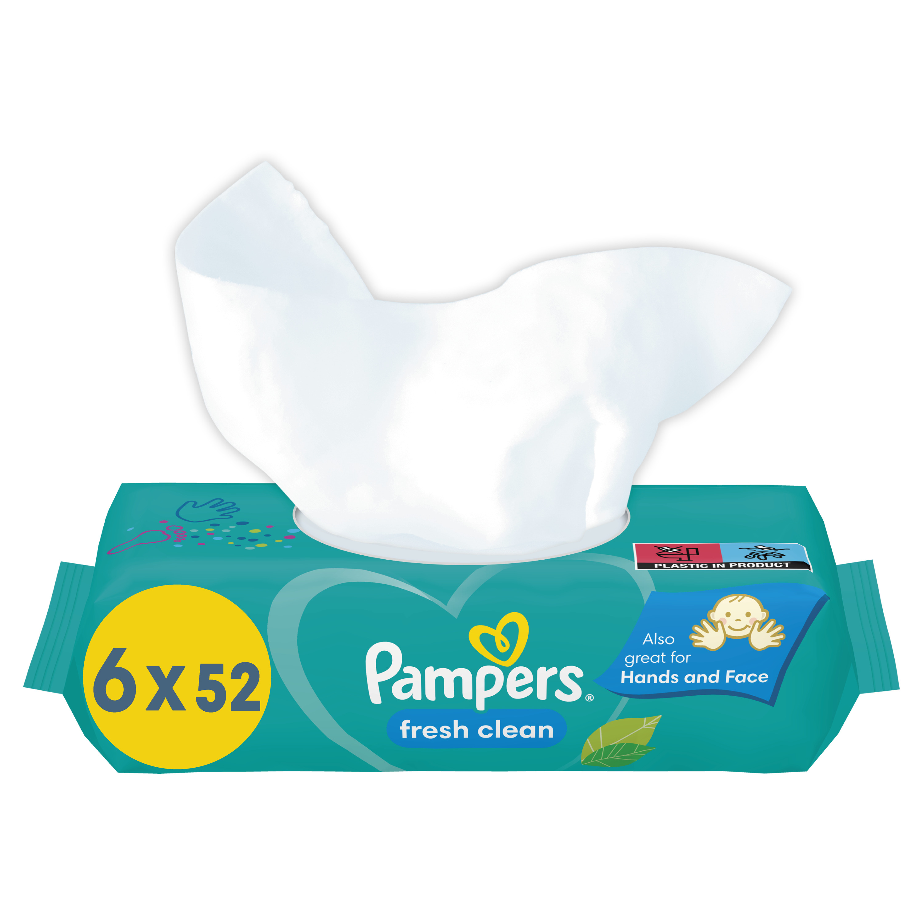 Дитячі вологі серветки Pampers Fresh Clean 312 шт. (6 уп. по 52 шт.) - фото 1