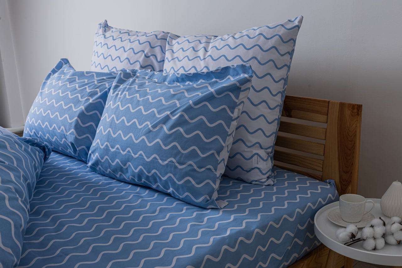 Комплект постельного белья ТЕП Happy Sleep Blueberry Dream двуспальный голубой с белым (2-03795_25055) - фото 3