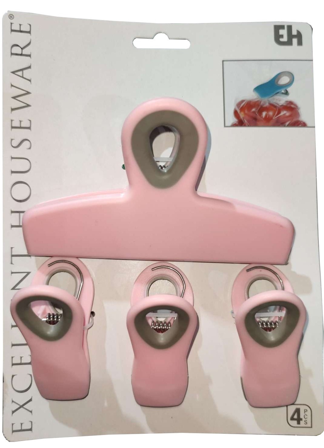 Набор клипс для пакетов Excellent Houseware, розовый, 4 шт. (850079) - фото 1