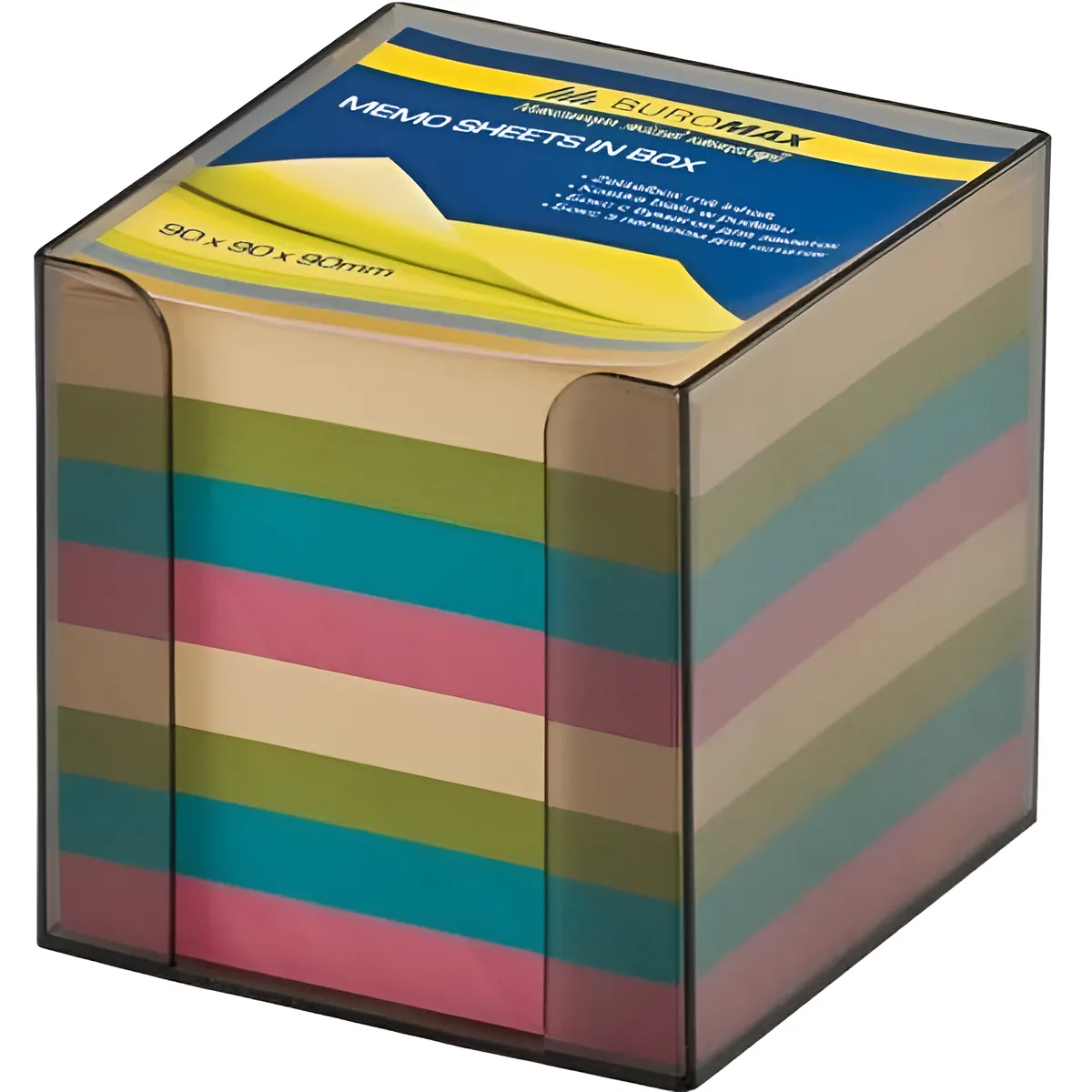 Бокс для паперу Buromax з кольоровим папером 9х9х9 см димчастий (BM.2291-02) - фото 1