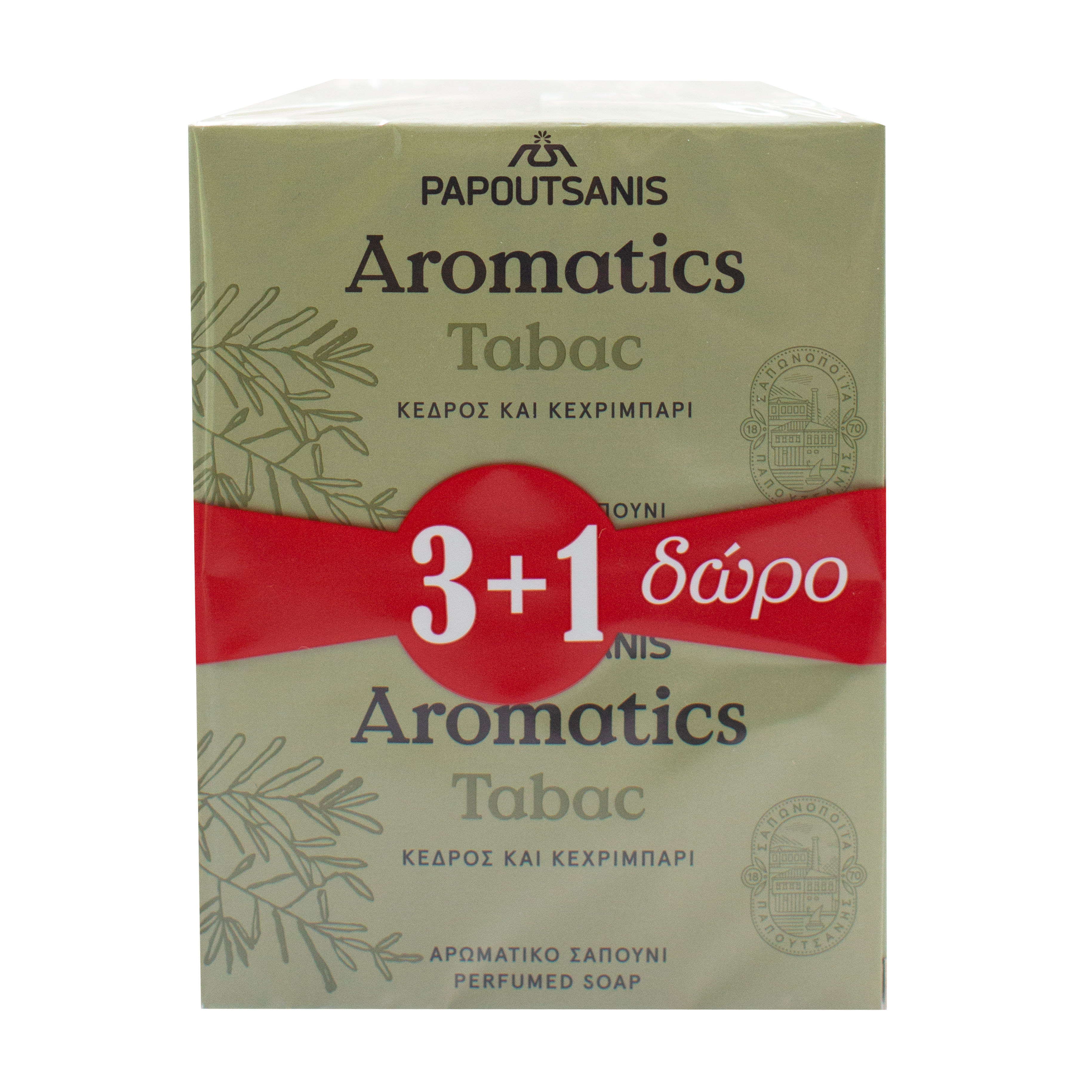 Твердое мыло Aromatics Табак, 400 г (4 шт. по 100 г) (ABSMT400) - фото 1