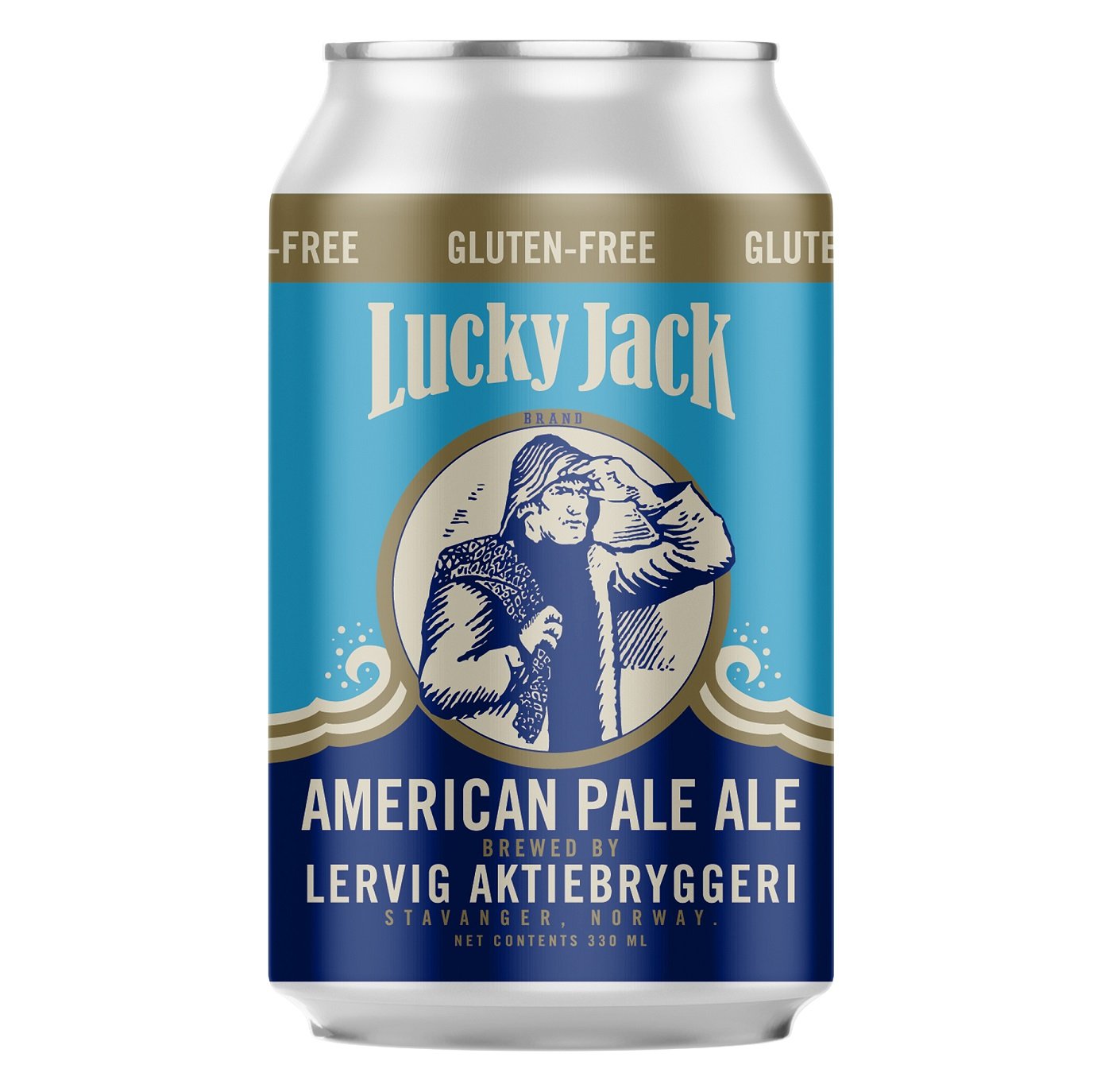 Пиво безалкогольное Lervig Lucky Jack Gluten Free, светлое, нефильтрованное, 4,7%, ж/б, 0,33 л - фото 1