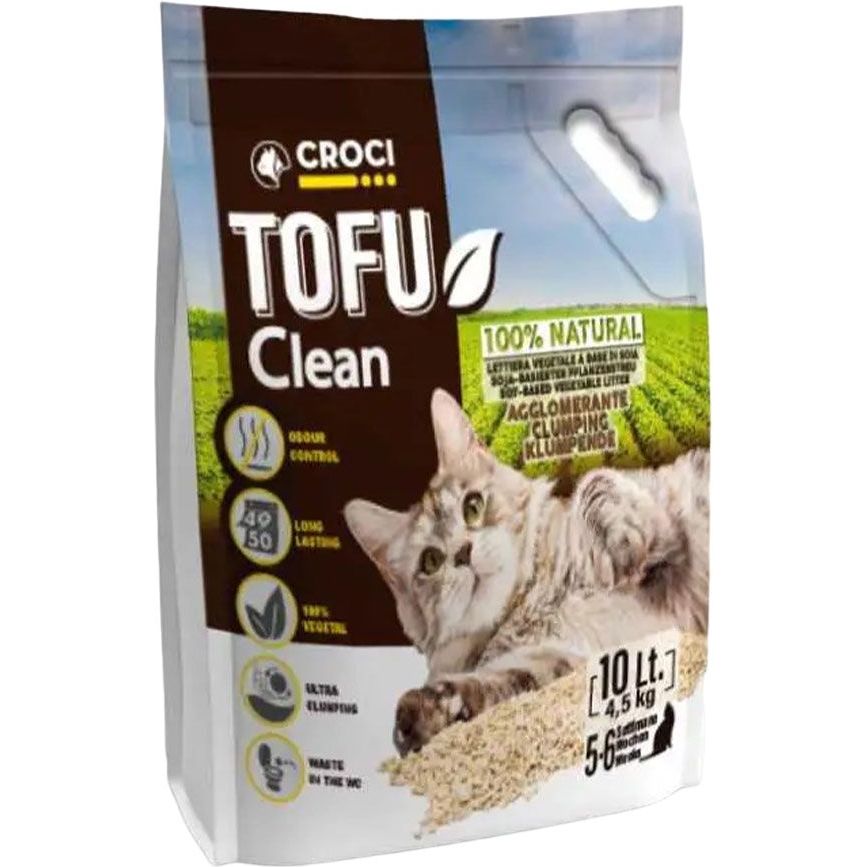 Соевый наполнитель для кошачьего туалета Croci Tofu Clean, 10 л - фото 1