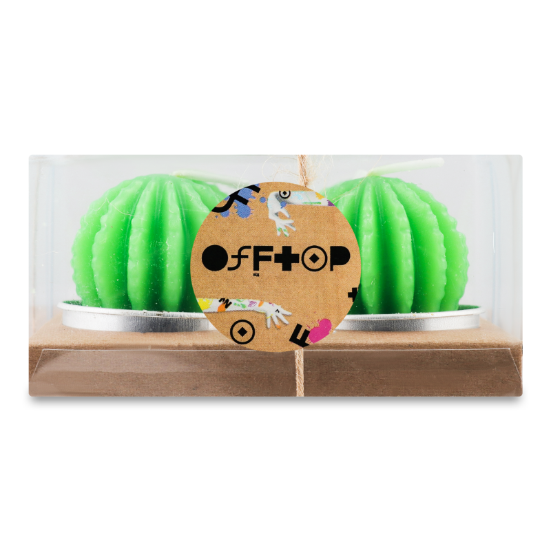 Набір свічок Offtop Кактус круглий, 4 шт, зелений (870980) - фото 1