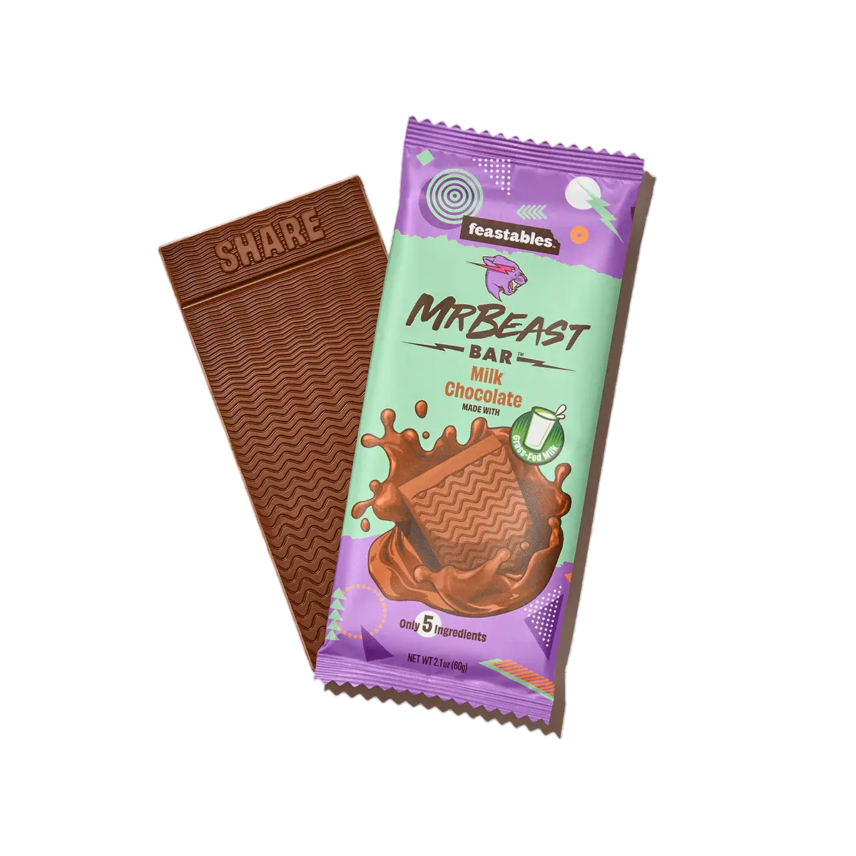 Молочный шоколад MrBeast Feastables Milk Chocolate Bar 60 г - фото 3