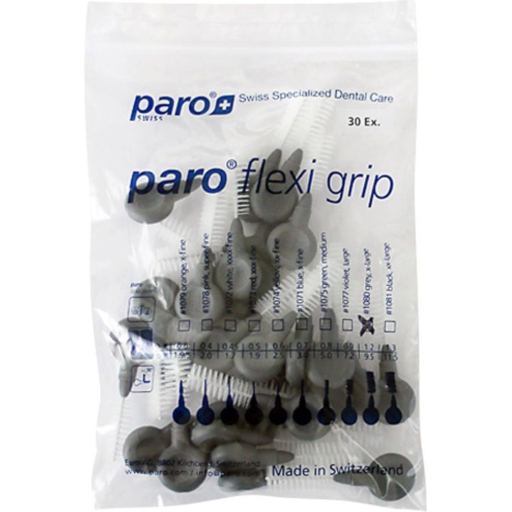 Набір міжзубних щіток Paro Swiss Flexi Grip X-великі 9.5 мм сірий 30 шт. - фото 2