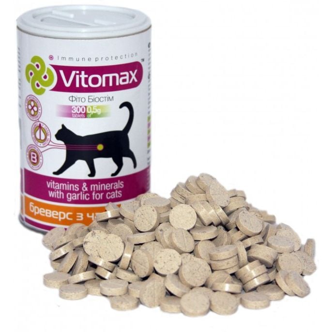 Витамины Vitomax Бреверс с пивными дрожжами и чесноком для кошек, 300 таблеток - фото 2