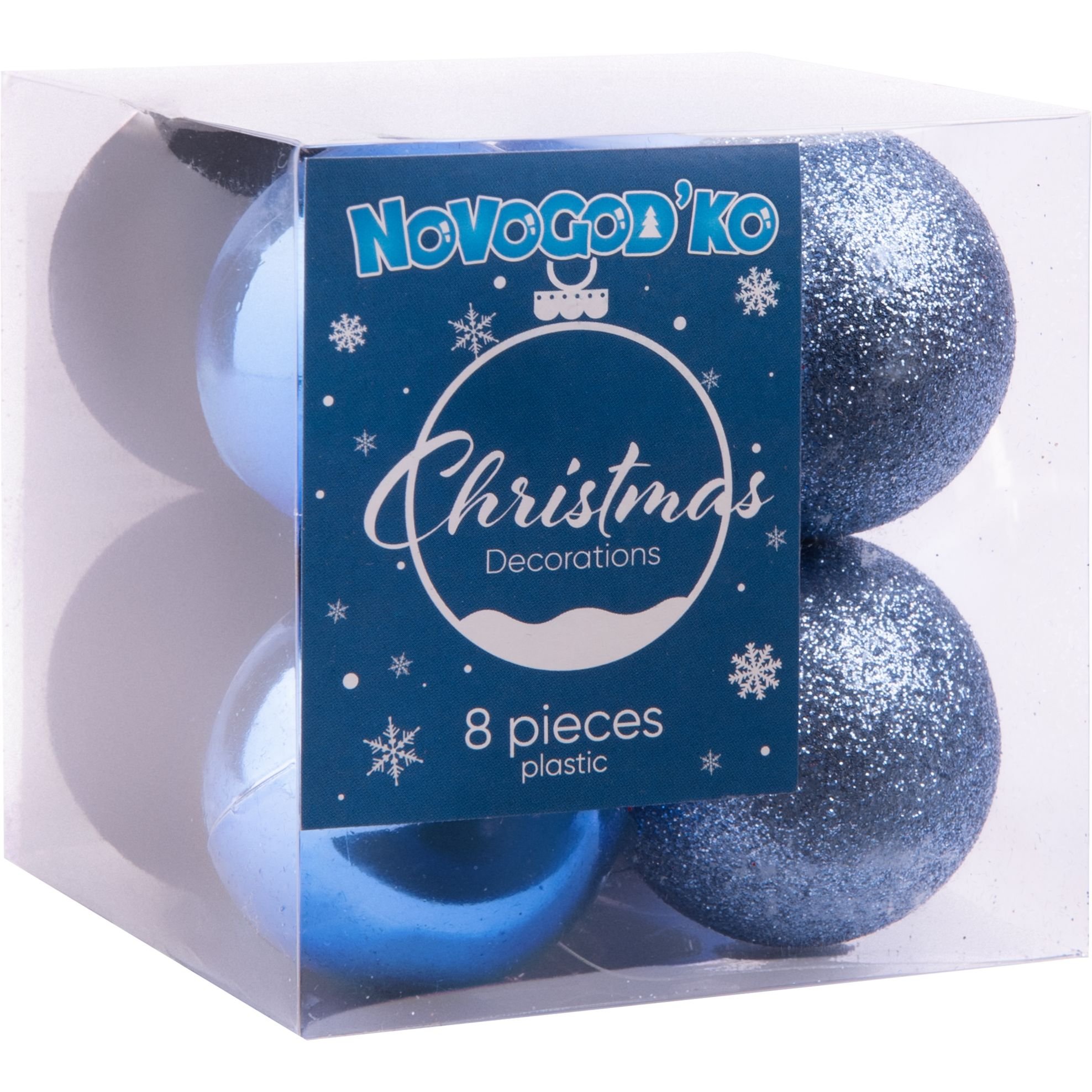 Набір новорічних куль Novogod'ko 4 см блакитний 8 шт. (974402) - фото 1