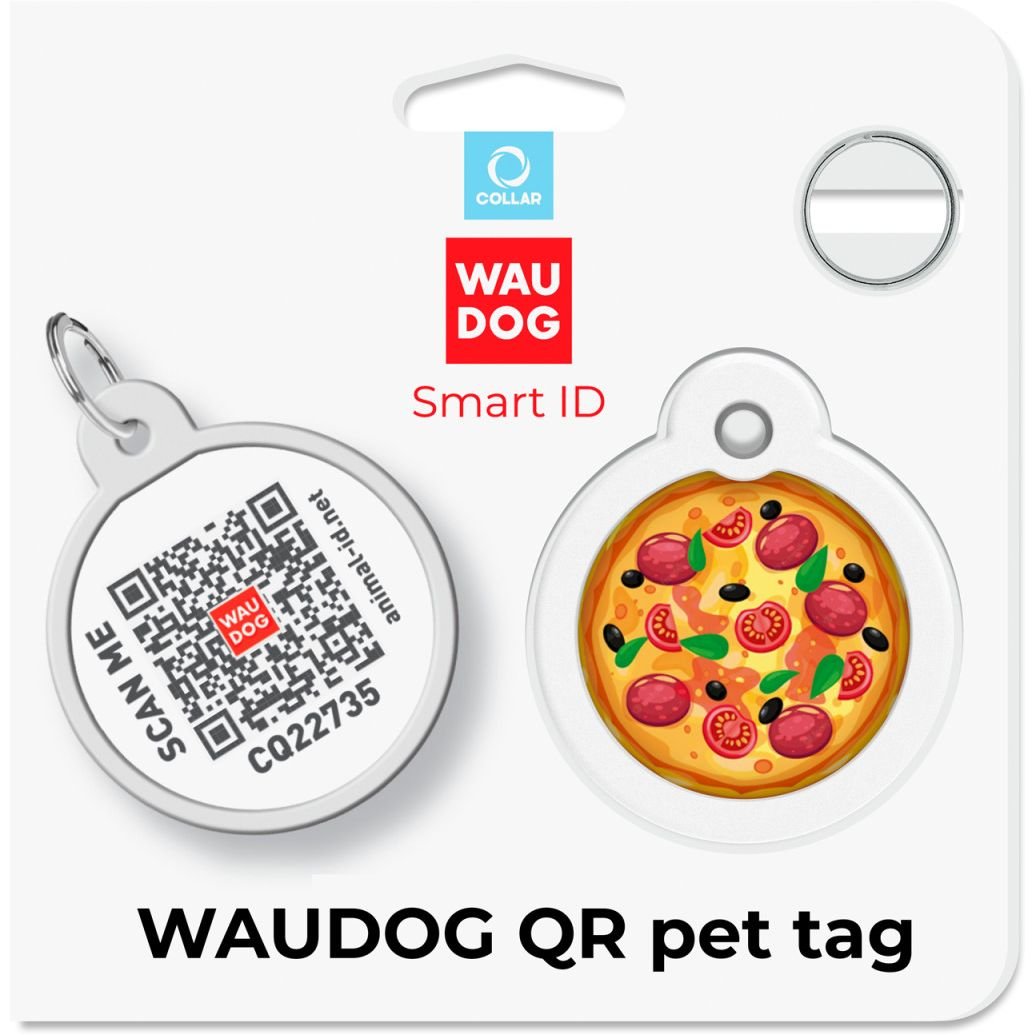 Адресник для собак і котів Waudog Smart ID з QR паспортом Піца 30 мм - фото 5